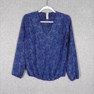 Allison Joy Top Small Blue White Flowy Puff Animal‎ Career Church Feminine Twee